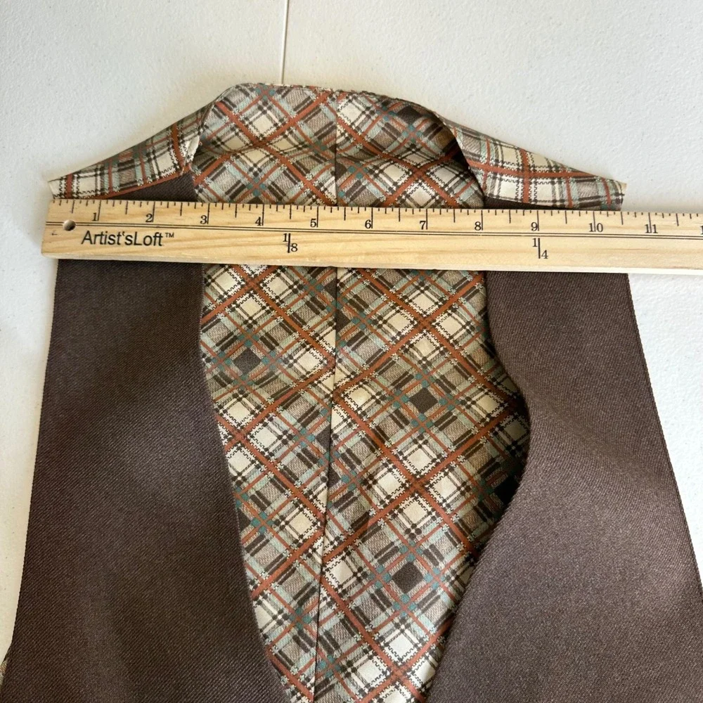 Men's Brown Plaid Back Button Vest Size M? Waistcoat Academia Unisex READ
